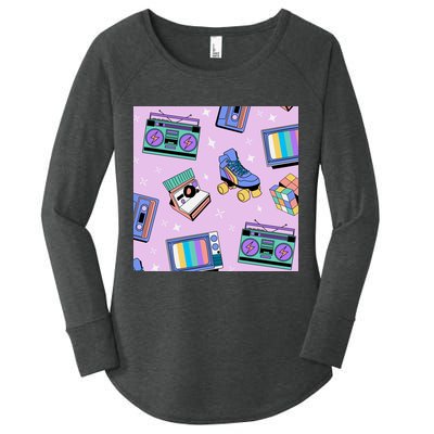 70s Retro Nostalgic Pattern Women's Perfect Tri Tunic Long Sleeve Shirt