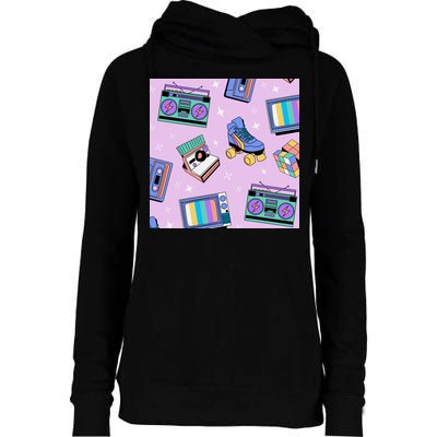 70s Retro Nostalgic Pattern Womens Funnel Neck Pullover Hood