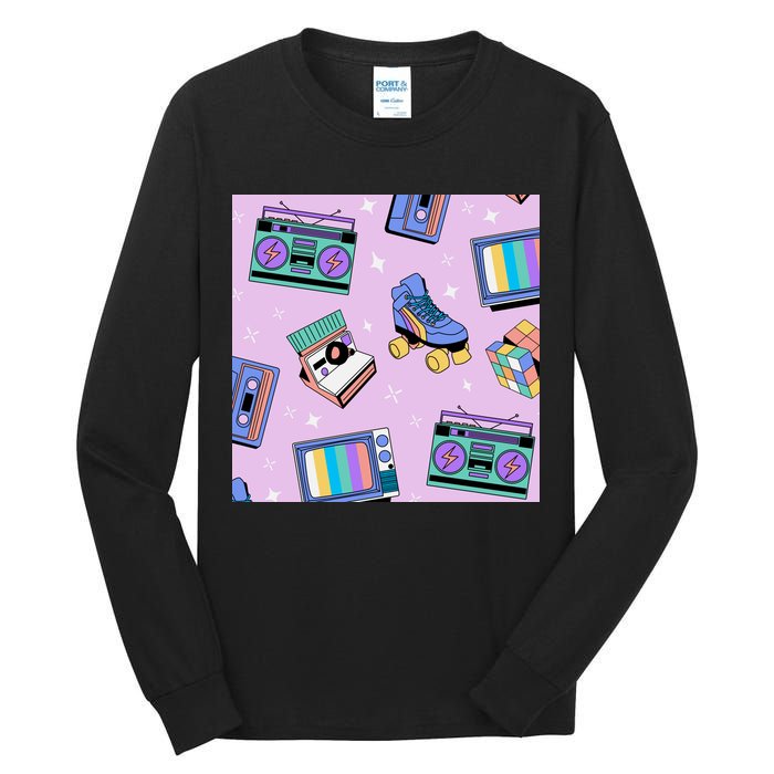 70s Retro Nostalgic Pattern Tall Long Sleeve T-Shirt