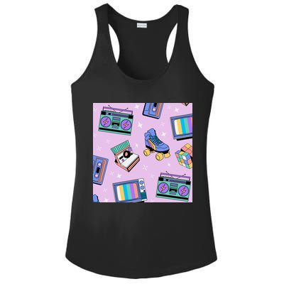 70s Retro Nostalgic Pattern Ladies PosiCharge Competitor Racerback Tank