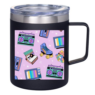 70s Retro Nostalgic Pattern 12oz Stainless Steel Coffee Mug