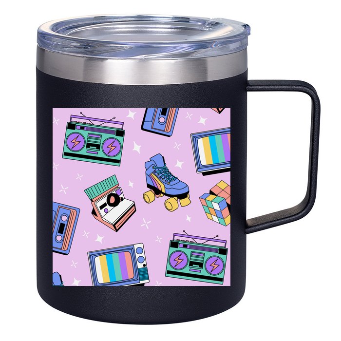 70s Retro Nostalgic Pattern 12oz Stainless Steel Coffee Mug