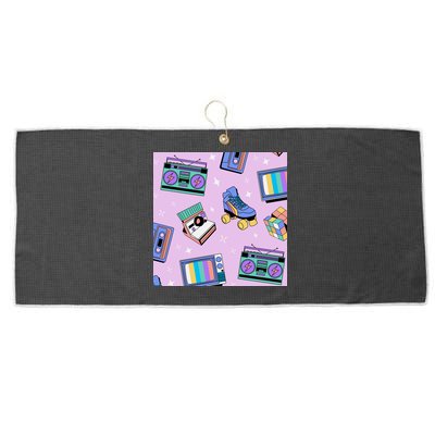70s Retro Nostalgic Pattern Large Microfiber Waffle Golf Towel