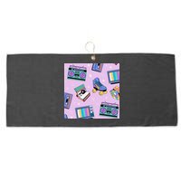 70s Retro Nostalgic Pattern Large Microfiber Waffle Golf Towel