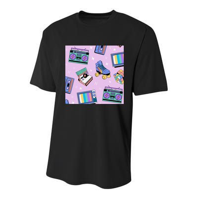 70s Retro Nostalgic Pattern Youth Performance Sprint T-Shirt