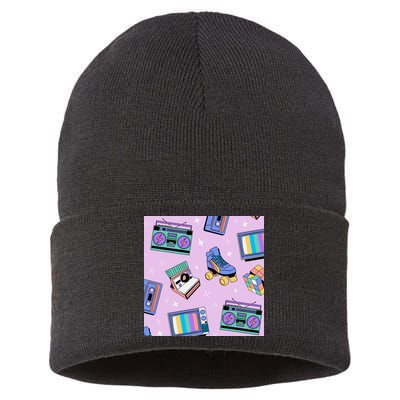 70s Retro Nostalgic Pattern Sustainable Knit Beanie