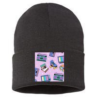 70s Retro Nostalgic Pattern Sustainable Knit Beanie