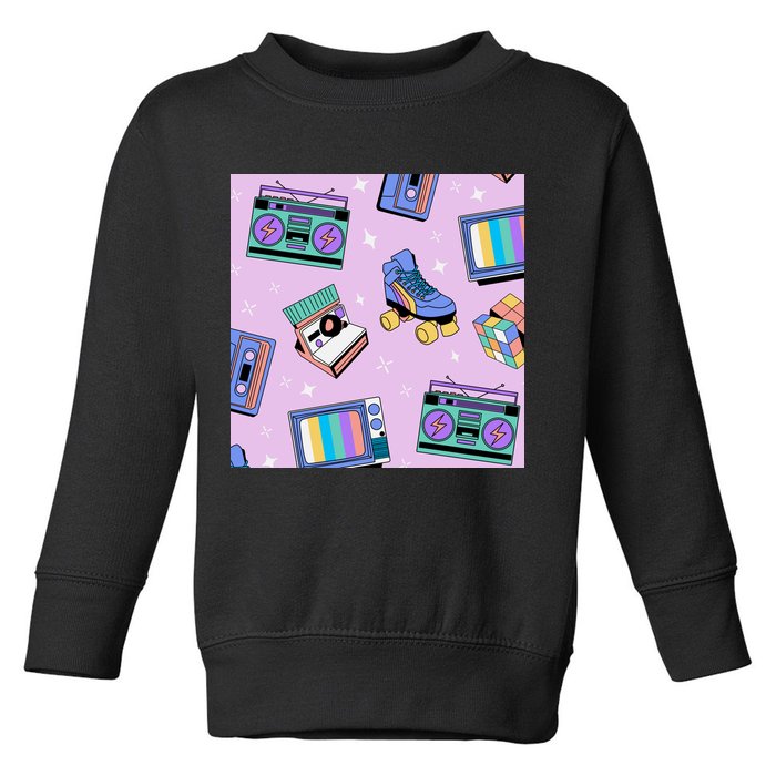 70s Retro Nostalgic Pattern Toddler Sweatshirt