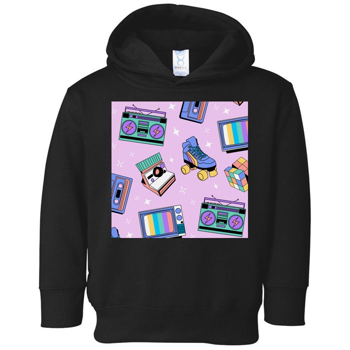 70s Retro Nostalgic Pattern Toddler Hoodie