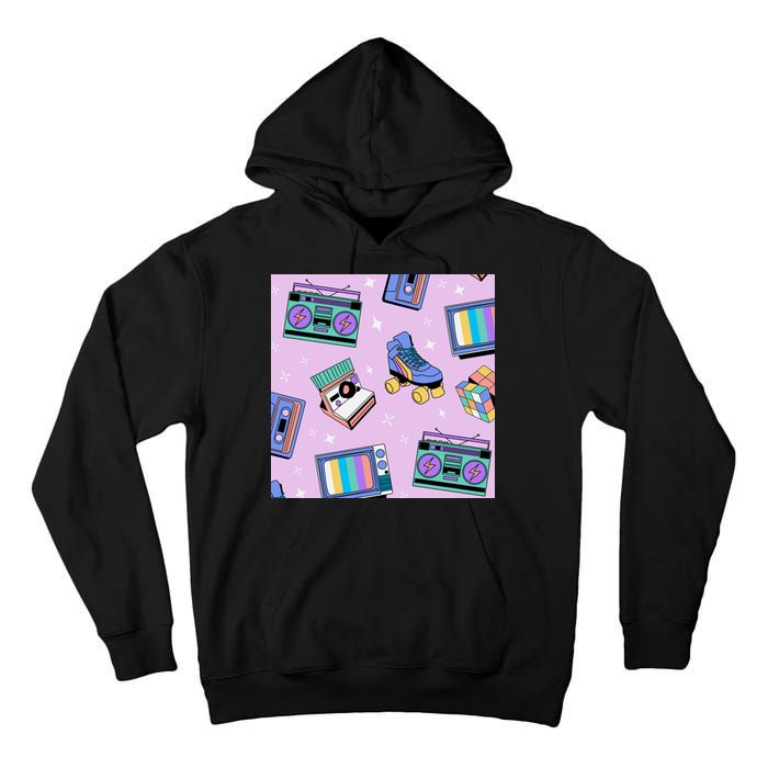 70s Retro Nostalgic Pattern Tall Hoodie