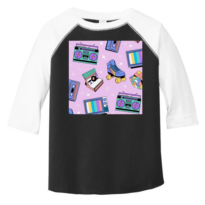 70s Retro Nostalgic Pattern Toddler Fine Jersey T-Shirt