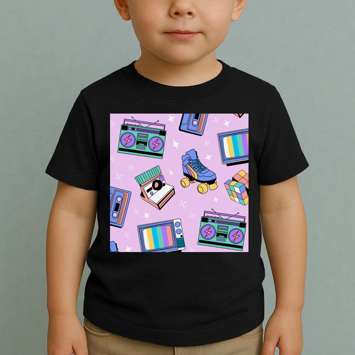 70s Retro Nostalgic Pattern Toddler T-Shirt