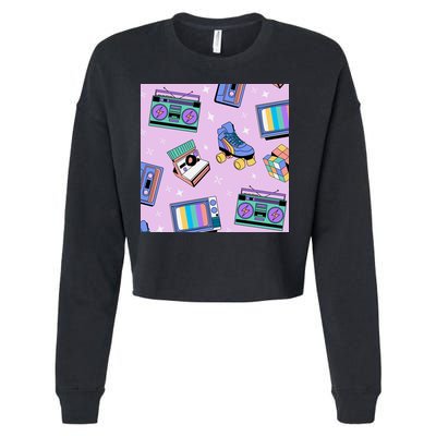 70s Retro Nostalgic Pattern Cropped Pullover Crew