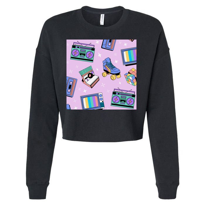 70s Retro Nostalgic Pattern Cropped Pullover Crew