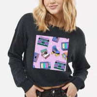 70s Retro Nostalgic Pattern Cropped Pullover Crew