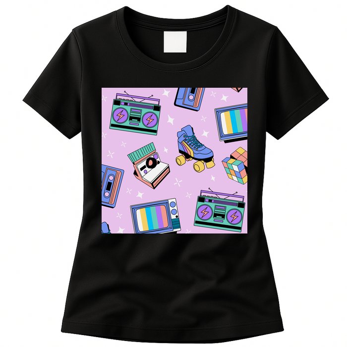 70s Retro Nostalgic Pattern Womens T-Shirt