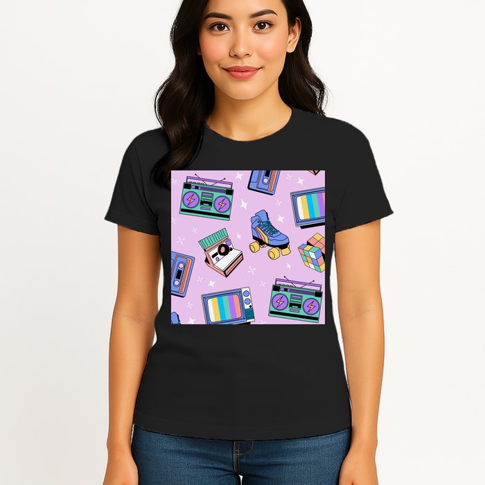 70s Retro Nostalgic Pattern Womens T-Shirt