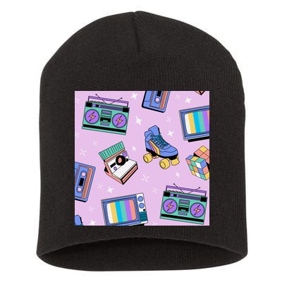 70s Retro Nostalgic Pattern Short Acrylic Beanie