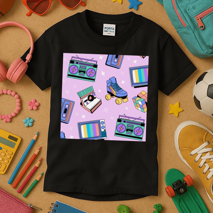 70s Retro Nostalgic Pattern Kids T-Shirt