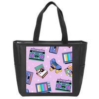 70s Retro Nostalgic Pattern Zip Tote Bag
