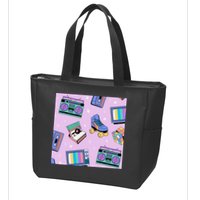 70s Retro Nostalgic Pattern Zip Tote Bag
