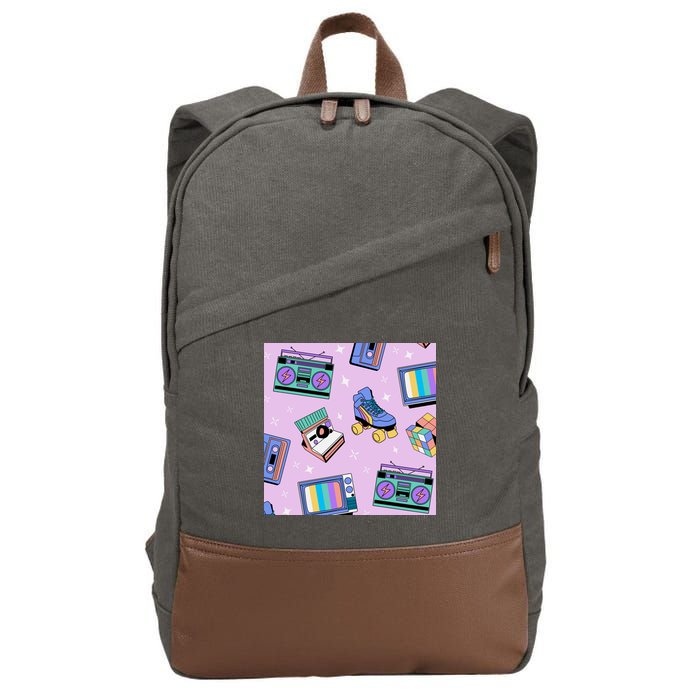 70s Retro Nostalgic Pattern Cotton Canvas Backpack