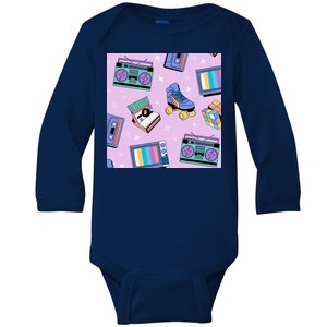 70s Retro Nostalgic Pattern Baby Long Sleeve Bodysuit