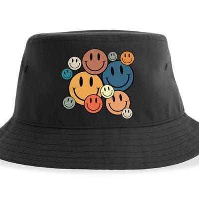 70s Retro Smile Face Cute Happy Peace Smiling Face Sustainable Bucket Hat