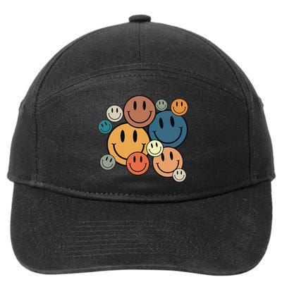 70s Retro Smile Face Cute Happy Peace Smiling Face 7-Panel Snapback Hat