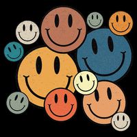 70s Retro Smile Face Cute Happy Peace Smiling Face 7-Panel Snapback Hat