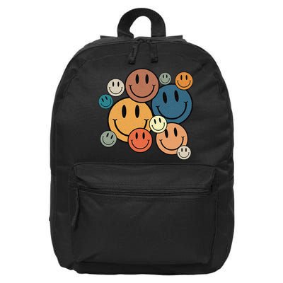 70s Retro Smile Face Cute Happy Peace Smiling Face 16 in Basic Backpack