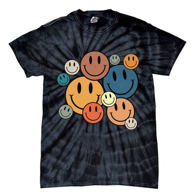 70s Retro Smile Face Cute Happy Peace Smiling Face Tie-Dye T-Shirt