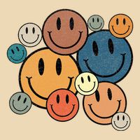 70s Retro Smile Face Cute Happy Peace Drawstring Bag