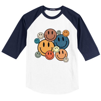 70s Retro Smile Face Cute Happy Peace Baseball Sleeve Shirt