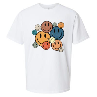 70s Retro Smile Face Cute Happy Peace Sueded Cloud Jersey T-Shirt