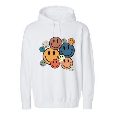 70s Retro Smile Face Cute Happy Peace Garment-Dyed Fleece Hoodie