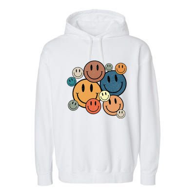 70s Retro Smile Face Cute Happy Peace Garment-Dyed Fleece Hoodie