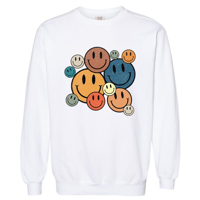 70s Retro Smile Face Cute Happy Peace Garment-Dyed Sweatshirt