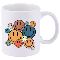 70s Retro Smile Face Cute Happy Peace 11oz C Handle Ceramic Mug