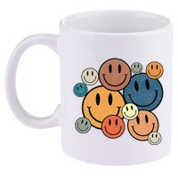 70s Retro Smile Face Cute Happy Peace 11oz C Handle Ceramic Mug