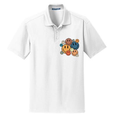 70s Retro Smile Face Cute Happy Peace Dry Zone Grid Polo