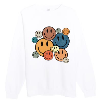 70s Retro Smile Face Cute Happy Peace Premium Crewneck Sweatshirt