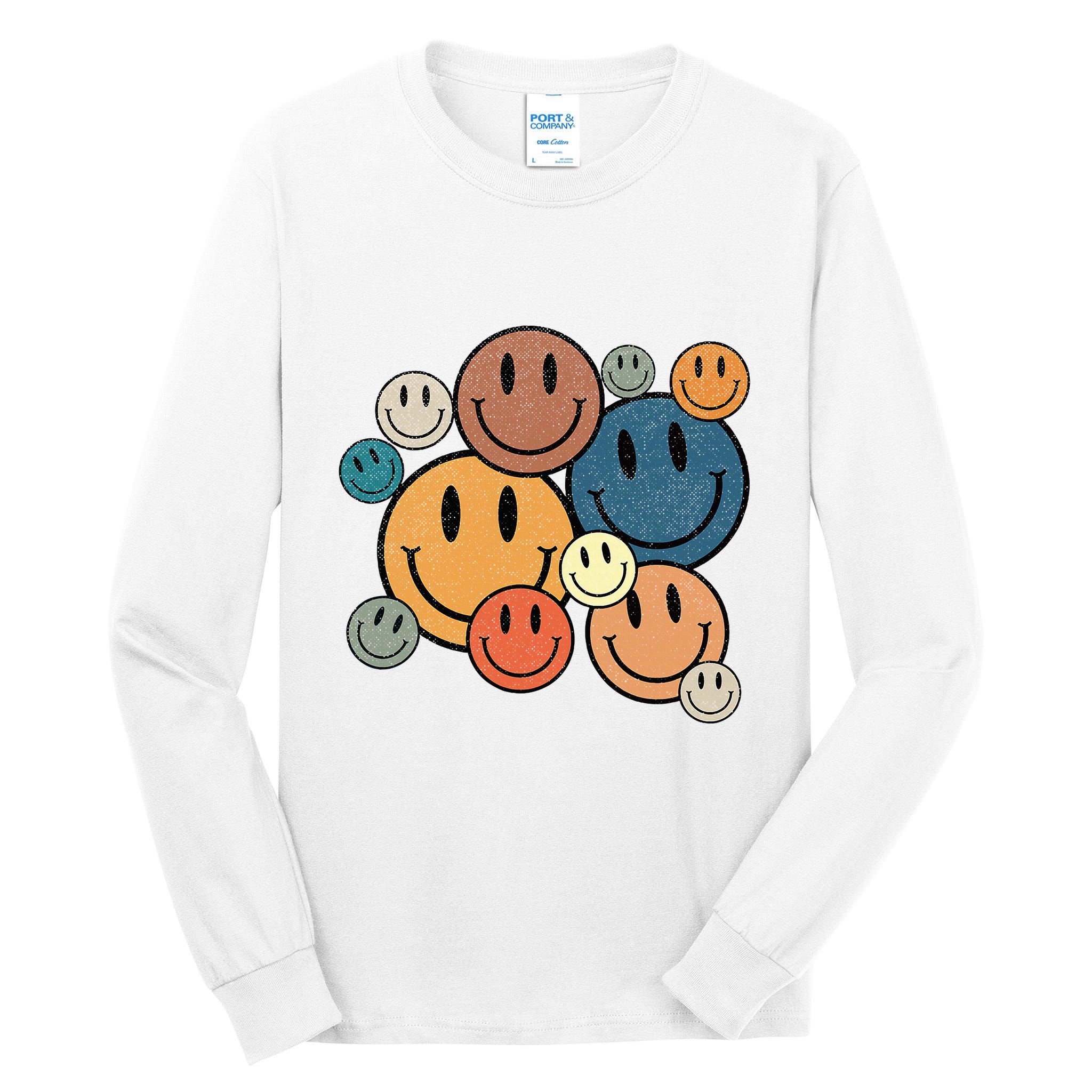 70s Retro Smile Face Cute Happy Peace Tall Long Sleeve T-Shirt