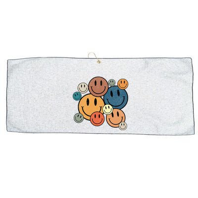 70s Retro Smile Face Cute Happy Peace Large Microfiber Waffle Golf Towel