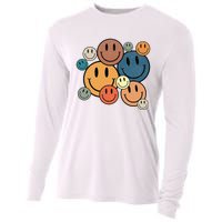 70s Retro Smile Face Cute Happy Peace Cooling Performance Long Sleeve Crew