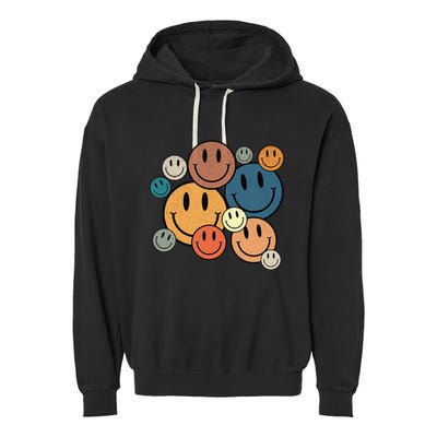 70s Retro Smile Face Cute Happy Peace Smiling Face Garment-Dyed Fleece Hoodie