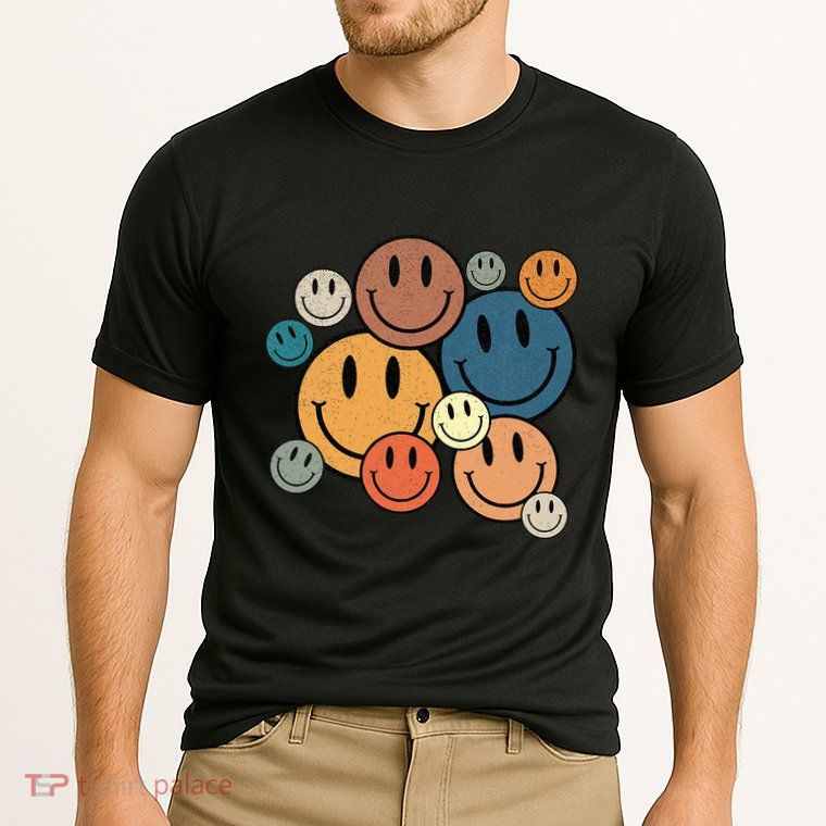 70s Retro Smile Face Cute Happy Peace Smiling Face Performance Shirt