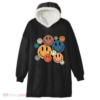 70s Retro Smile Face Cute Happy Peace Smiling Face Hooded Wearable Blanket