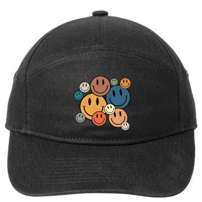 70s Retro Smile Face Cute Happy Peace Smiling Face 7-Panel Snapback Hat