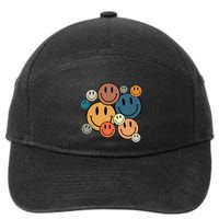 70s Retro Smile Face Cute Happy Peace Smiling Face 7-Panel Snapback Hat